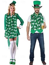 economico Sciarpe da donna-sciarpa trifoglio di San Patrizio per donna, leggera sciarpa con stampa trifoglio, accessorio verde festoso per feste, celebrazioni e uso quotidiano