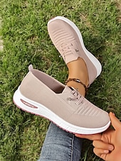 ieftine Adidași de Damă-adidași de damă gri din tricot cu talpă cu pernă de aer – pantofi ușori și respirabili pentru mers, călătorii și ținute casual