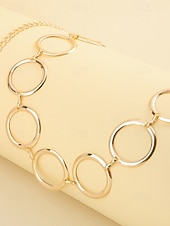 abordables Cinturón de mujer-Cinturón circular de cadena dorada para mujer: joyería de moda para ropa de playa, fiestas y conjuntos de verano