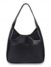 cheap Handbag &amp; Totes-Women&#039;s Faux Leather Hobo Shoulder Bag – Minimalist Casual Design for Daily Use and Work Color Black White Brown