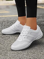 billige Sneakers til kvinner-kvinners hvite netting-snøresko – lette og komfortable dansesko