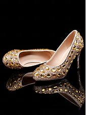 abordables Officiel-talons aiguilles ornés de cristaux dorés avec pochette assortie – ensemble de soirée et de mariage élégant pour femme