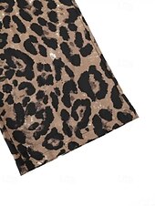 billiga breda ben och hög midja-Dam Brett skaft Byxor Lättvikt Ledigt Fullängd Mellanhög midja Leopard Ficka Snörning Mateial som andas Bekväm Oelastisk Hem Ledigt / vardag sepia Sommar Vår Normal