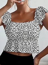 billige Tankinier-Dame Badetøy Tankini 2 stk Underbukser Badedrakt Drapering Åpen rygg Høy Midje Ferie Strand Klær Polkadotter Dyp utringing Ermeløs Badedrakter