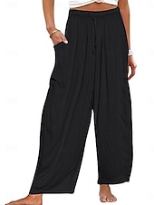 preiswerte Schlichte Hose aus Baumwollleinen-Damen Shorts aus Baumwollleinen Leinen-inspirierte Hosen Hose aus Baumwollleinen Mode Streetwear Knöchellang Mittlere Taillenlinie Einfach Tasche Elastischer Bund Bequem Weich Mikroelastisch Outdoor