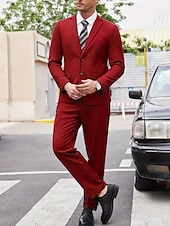 abordables Blazers para hombre-Hombre Graduación Conjunto chaqueta Negocio Fiesta de Cóctel Fiesta de Boda Moda Casual Primavera &amp; Otoño Poliéster Color sólido Botones Bolsillo Cómodo Botonadura Simple Chaqueta de sport Negro