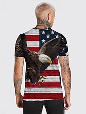 cheap Animal Print T shirts-Men&#039;s Graphic Eagle American Flag Independence Day Shirt T shirt Tee Short Sleeve T shirt 3D Print Crew Neck Shirt Designer Basic Slim Fit Casual Daily Weekend Black Red Blue Summer Clothing Apparel