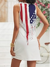 cheap Independence Day Dress-Independence Day Women&#039;s Patriotic Fourth of July Dress Mini Dress Petite Dress T Shirt Dress Tee Dress Sundress Summer Dress Active Fashion Streetwear Outdoor Vacation Street Regular Fit Flag