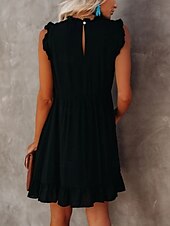economico disegnare abiti in cotone e lino-Per donna Mini Abito Abiti in cotone e lino Vestito Casual Essenziale Casual Vacanza Quotidiano Vestibilità regolare Semplice Senza Maniche Girocollo Nero Verde chiaro Rosa Estate