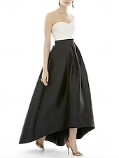 preiswerte SCHWARZ-A-Linie Abendkleider Schwarzes Kleid Kleid kleid hochzeitsgast Abendgesellschaft Asymmetrisch Ärmellos Schatz Ausschnitt Gürtel / Schärpe Baumwolle Rückenlos mit Plissee 2025