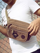 levne Pánské tašky-pánská odolná plátěná crossbody kabelka s více kapsami – ležérní outdoorová taška přes rameno pro cestování, turistiku a každodenní použití černá armádní zelená hnědá