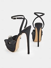cheap Nightlife Party-Women&#039;s Satin Platform Stiletto Heels – Rhinestone Embellished Open-Toe Wedding Shoes for Brides and Glamorous Events