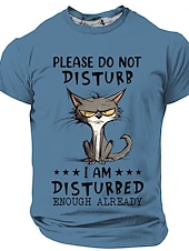 cheap Men&#039;s Funny T shirts-Men&#039;s Cat Funny T Shirt Short Sleeve T shirt 3D Print Crew Neck Shirt Fashion Daily Street Daily Light Blue White Light Green Summer Spring Clothing Apparel S M L XL XXL XXXL