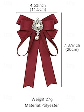 baratos Lenços Femininos-gravata borboleta elegante bordô com pingente de joia – acessório feminino estilo vitoriano para eventos formais, casamentos e cosplay