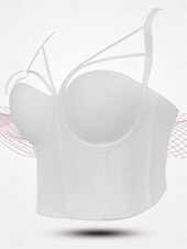 cheap Corsets-Women&#039;s Waist Cincher BacklessNightwearPOLY Date Club Bar Solid Colored Sexy Black White Red Summer