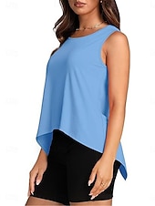 voordelige Damestanktops &amp; hemdjes-Dames Camisole Tanktop Effen Kleur Dagelijks Casual Mouwloze Crew Neck Regular Tops Dagelijks Print Khaki Lichtblauw Zomer
