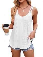 preiswerte Tank-Shirts &amp; kurze Jäckchen für Damen-Damen-Top Camisole Tank Unifarbene Stilvolle Lässige Ärmellose U-Hals Reguläre Tops Tägliche Ösen Weiß Gelb Pink Wein Sommer