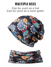 baratos Chapéus Femininos-gorro feminino com estampa floral – leve, macio e respirável para uso casual e atividades ao ar livre