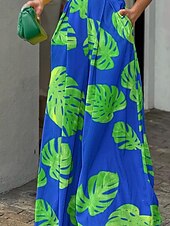 preiswerte Urlaubsoverall-Damen Normal Jumpsuit Aktiv Blumen Kurzarm V Ausschnitt Hohe Taillenlinie Urlaub Täglich Regular Fit Schwarz Weiß Blau Sommer