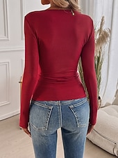 economico Top in Pizzo-Top in pizzo bianco elegante da donna camicetta di pizzo elegante solidale top regolari quotidiani maniche lunghe scollo a barca vestibilità regolare top romantici da indossare quotidianamente petite