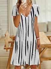 abordables Vestidos Florales Impresos-Mujer Normal Talla EU / US Vestido Midi Vestido bohemio de manga larga Vestido de verano Vestido elegante Elegante Bohemia Tropical Mariposa Vacaciones Hogar Trabajo Holgado Floral Geométrico Manga