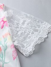 お買い得  花柄のドレスを印刷する-女性用 標準 EU / USサイズ ミディドレス 長袖ボヘミアンドレス サンドレス エレガントなドレス エレガント ボヘミア トロピカル風 レーススリーブ パーティー 日常 デート ルーズフィット フラワー マーブルプリント 半袖 Ｖネック ライトピンク ホワイト ブルー ライトパープル 夏 春 秋