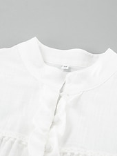 abordables robes imprimées en coton et lin-Femmes Mini Robe Robes inspirées du lin Robe en coton et lin Robe trapèze Élégant Basique Occasionnel Vacances Soirée Travail Coupe régulière Uni manche longue Col haut Blanche Été Printemps Automne