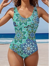 ieftine Costume Întregi-Costum de baie femei dintr-o bucată cu efect de subțiere monokini boho fără spate control al burții talie înaltă îngust ținute de vacanță pentru plajă ombre gât U fără mânecă