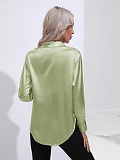 cheap Work Tops-Women&#039;s Shirt Boho Shirt Dressy Tops Plain Casual Boho Long Sleeve Bishop Sleeve Shirt Collar Regular Tops Party Evening Wear Daily Evening Party Glitter Silver Black Yellow Red Royal Blue Summer