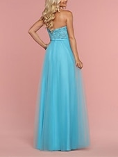 baratos Vestidos para Madrinhas-Linha A Vestido de Madrinha Decote Princesa / Sem Alças Sem Manga Elegante Longo Renda / Tule / Microfibra Jersey com Renda / Pregueado / Bordado 2022