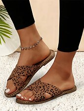 olcso Női szandálok-fekete keresztpántos lapos csúszó szandál nőknek - lezser nyári slip-on kényelmes talppal