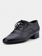 baratos Sapatos de Dança para Homem-sapatos de dança de salão masculinos pretos com cadarço - design de couro confortável para apresentações profissionais e eventos formais