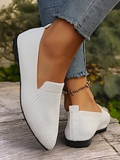 preiswerte Ballerinas für Damen-rosafarbene Slipper aus Strick für Damen mit atmungsaktivem Design – leicht und bequem für die Freizeit, die Arbeit und auf Reisen