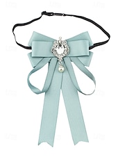 baratos Lenços Femininos-gravata borboleta elegante bordô com pingente de joia – acessório feminino estilo vitoriano para eventos formais, casamentos e cosplay