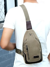 billige Herrevesker-slyngeveske i lerret for menn - slitesterk crossbody skulderryggsekk med glidelåslommer, uformell stil for reiser, fotturer og daglig bruk svart armygrønn blå