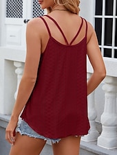 preiswerte Tank-Shirts &amp; kurze Jäckchen für Damen-Damen-Top Camisole Tank Unifarbene Stilvolle Lässige Ärmellose U-Hals Reguläre Tops Tägliche Ösen Weiß Gelb Pink Wein Sommer