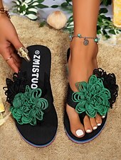 preiswerte Damensandalen-Bunte Blumen-Flip-Flops für Damen mit bequemer Sohle und lebendigem Stil für den Strand und den Sommerurlaub