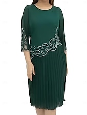 cheap Cocktail Dress-Women&#039;s Long Dress Maxi Dress Chiffon Dress Stylish Basic Casual Party Wedding Guest Daily Regular Fit Plain 3/4 Length Sleeve Crew Neck Black Green Summer Spring