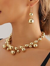 billiga Kvinnors halsband-guld statement halsband och örhängen set – djärva bubbeldesignsmycken för kvinnor, perfekta för fester, bröllop och speciella tillfällen