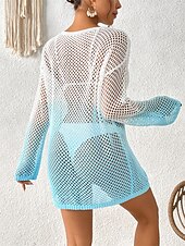 preiswerte Strandkleider-Damen Badeanzug Zudecken Schwimm-Kleid Bademode Ausgeschnitten Urlaub Strandbekleidung Farbverlauf Langarm Badeanzüge