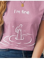 ieftine Umor &amp; Citate tricou-Pentru femei Tricou Scrisă Casual Manșon scurt Rotund Topuri obișnuite Zilnic Imprimeu Roz Îmbujorat Roșu-aprins Albastru piscină Vară