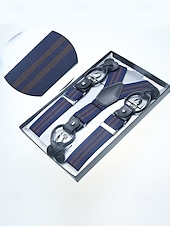 billiga Herrslipsar &amp;amp; flugor-elastiska justerbara hängslen för män – mångsidig design med y-rygg med läderöglor och clip-on alternativ, lämplig för högtidlig klädsel, bröllop eller affärskläder