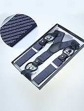 billiga Herrslipsar &amp;amp; flugor-elastiska justerbara hängslen för män – mångsidig design med y-rygg med läderöglor och clip-on alternativ, lämplig för högtidlig klädsel, bröllop eller affärskläder
