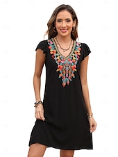 economico Abiti boho-San Valentino Per donna Normale Mini abito Abiti Boho Chic Abito linea A Abito boho Boemia Moda Classico Ad aletta Freddezza Da mare Feste Giornaliero Adattabile Fantasia geometrica Liscio Senza