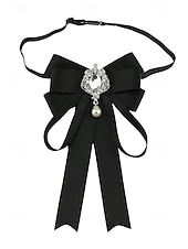 baratos Lenços Femininos-gravata borboleta elegante bordô com pingente de joia – acessório feminino estilo vitoriano para eventos formais, casamentos e cosplay