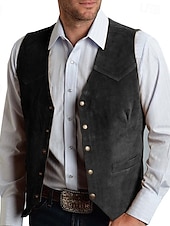 abordables Gilets-Homme Gilet Gilet en daim Vacances du quotidien Rendez-vous Mode Décontractées Printemps &amp; Automne Boutons Poche Polyester Confortable Plein Droit 1 bouton Col V Standard Noir Champagne Rouge