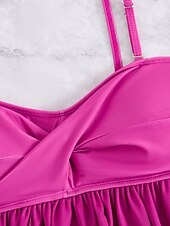 olcso Fürdőlapok-Női fürdőruha úszódressz 2 részes tankini fürdőruha hátul nyitott magas derék nyaraló strandruha egyszínű V nyakú ujjatlan fürdőruhák