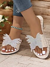 economico Infradito da Vacanza-sandali da donna con farfalla e strass blu – eleganti calzature estive per la spiaggia, le vacanze e gli outfit casual