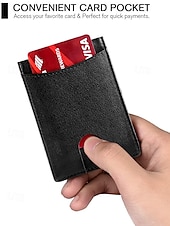 お買い得  ウォレット-男性用 RFID ブロック ウォレット - プレミアム牛革、スリムなデザイン、複数のカード スロット、現金用コンパートメント付き、旅行や日常使用に最適、カラー ブラック オレンジ