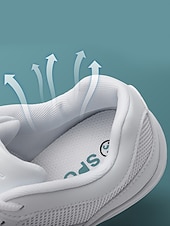 billige Sneakers til kvinner-kvinners hvite netting-snøresko – lette og komfortable dansesko